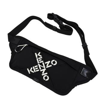 KENZO 5SA225 個性LOGO尼龍肩斜胸口/腰包.黑