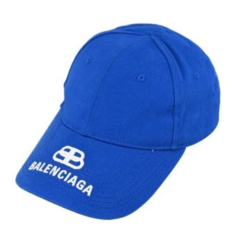 BALENCIAGA 巴黎世家 577548 帽沿電繡LOGO棒球帽.藍