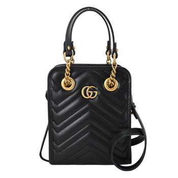 GUCCI 696123 GG Marmont 質感絎縫手提兩用方包.黑