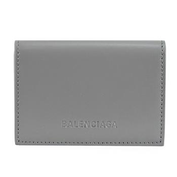 BALENCIAGA 巴黎世家 664037 亮面牛皮三折零錢小短夾.淺灰/藍