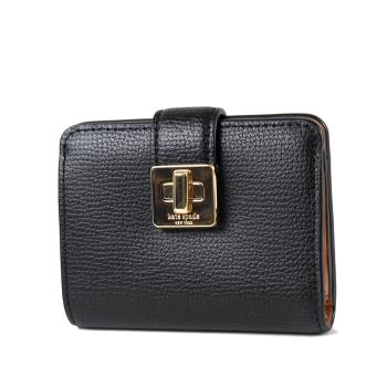 KATE SPADE Phoebe 粒面皮革旋鈕卡包/零錢包-黑色