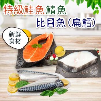 【歐嘉嚴選】鮮鱻綜合超值組8包組-(鮭魚/鯖魚/比目魚(扁鱈)