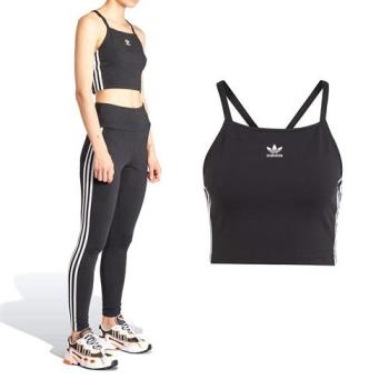 Adidas 3 S Crop Top 女款 黑色 運動 慢跑 短版 三葉草 無袖 背心 IU2405