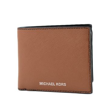 MICHAEL KORS 男款 燙印LOGO防刮皮革零錢袋短夾-焦糖色/特