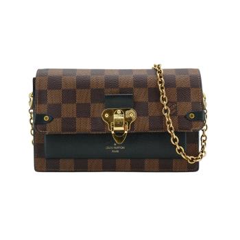 二手品 Louis Vuitton Vavin Damier 拚色鏈帶斜背包(N60221-咖)