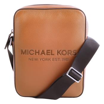 MICHAEL KORS  烙印字母LOGO荔枝紋皮革直式斜背包(駱駝色)