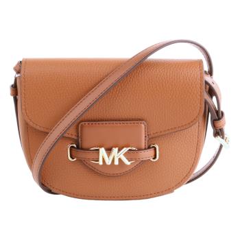 MICHAEL KORS  金牌MK 荔枝紋皮革斜背馬鞍包(深駝色)小款