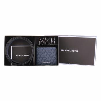 MICHAEL KORS  金屬MK 雙面配色皮帶+短夾禮盒(灰藍)