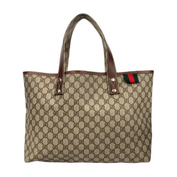 9成新【GUCCI】經典老花 GG Canvas  Plus Monogram Tote 手提托特包 展示品