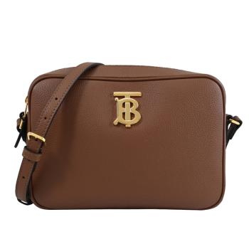 BURBERRY 8075159 金屬LOGO牛皮斜背大款相機包.咖