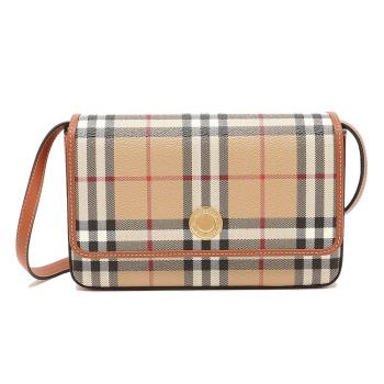 BURBERRY  Hampshire經典格紋斜背包(石楠木棕色)