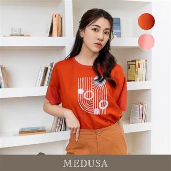 現貨【MEDUSA 曼度莎】圈圈刺繡圖樣亞麻涼感休閒Tee（M-XL）｜女休閒上衣 涼感亞麻上衣