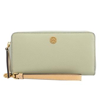 TORY BURCH 155648 簡約LOGO手提ㄇ字拉鍊長夾.淡綠