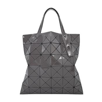 ISSEY MIYAKE 三宅一生 BAOBAO 6x6亮面雙色手提包-淺灰×灰