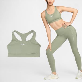 Nike 運動內衣 Swoosh Sports Bra 綠 白 速乾 中強度支撐 彈力 瑜珈 健身 DX6822-320