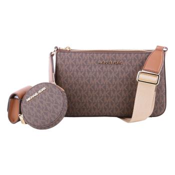 MICHAEL KORS-滿版防刮LOGO附i pad套&零錢包斜背包(深咖)