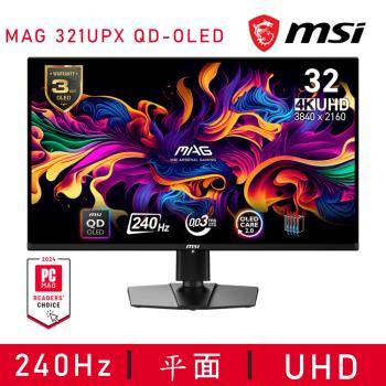 【MSI 微星】MAG 321UPX QD-OLED 平面電競螢幕