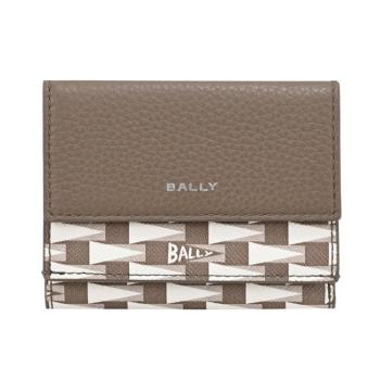BALLY 6306723 PNT 錦旗印花釦式零錢小短夾.淺棕