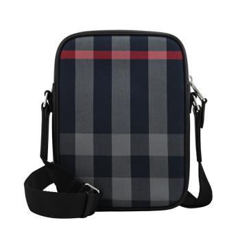 BURBERRY 8084062 PADDY 格紋帆布斜背記者包.深藍