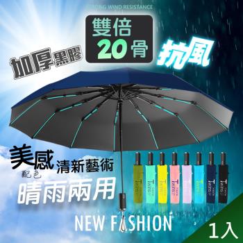 QiMart 20骨抗風高質感摺疊自動傘(B款)x1入