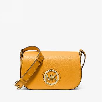 Michael Kors Samira 小號荔枝紋皮郵差包-黃-38H1C1MM1L