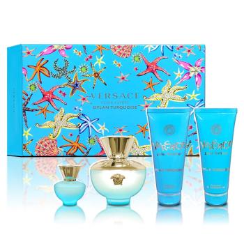 VERSACE 凡賽斯 狄倫淡藍-2023春季禮盒(淡香水100ML+身體保濕凝露100ML+沐浴凝露100ML+淡香水5ML)