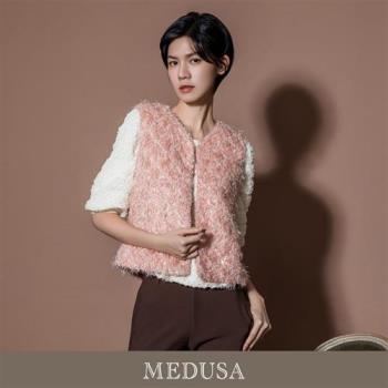 現貨【MEDUSA 曼度莎】粉色毛毛釘珠背心外套（M-XL）｜女背心外套 小禮服外套 毛背心