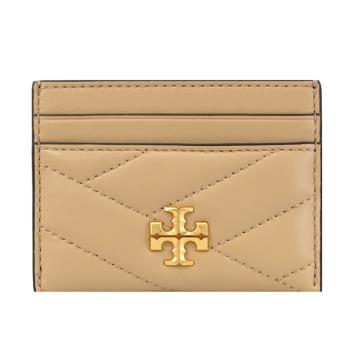 TORY BURCH 90345 金屬LOGO質感車線卡片夾.沙色