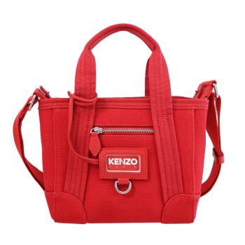 KENZO 2SA921 品牌LOGO帆布手提兩用小款托特包.紅色