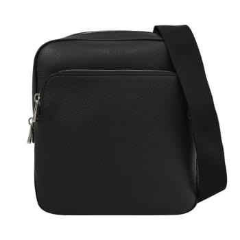 BALLY 6307863 COSMY 簡約壓印LOGO荔枝牛皮斜背包.黑