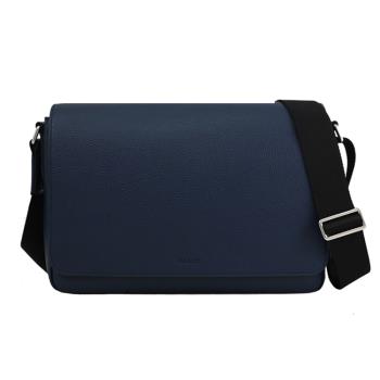 BALLY 6310080 CADIN 質感壓印LOGO荔枝牛皮商務/斜背包.深藍