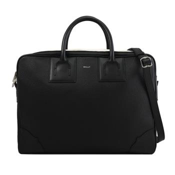 BALLY 6304832 BORD BRIEF 燙銀LOGO荔枝牛皮兩用公事包.黑