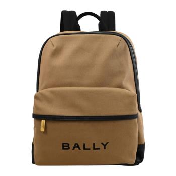 BALLY 6304854 TRECK 經典LOGO帆布商旅大後背包.卡其/黑