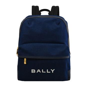 BALLY 6306640 TRECK 經典LOGO帆布商旅大後背包.牛仔藍