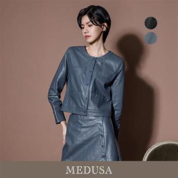 現貨【MEDUSA 曼度莎】肌理壓紋皮外套 - 2色（M-XL）｜女皮外套 長袖外套