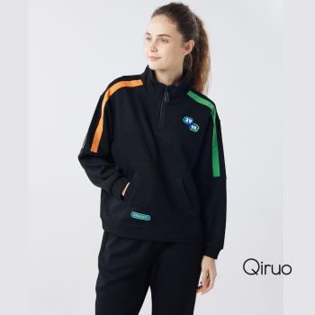 【Qiruo 奇若】秋冬黑長袖休閒套裝6002G休閒上衣+長褲 休閒褲裝