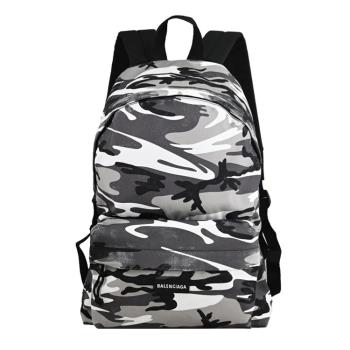 BALENCIAGA 巴黎世家 503221 中性迷彩刷舊大容量後背包.灰白