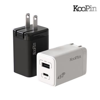 KooPin USB-C/PD+USB A氮化鎵 PD+QC快充充電器(45W)