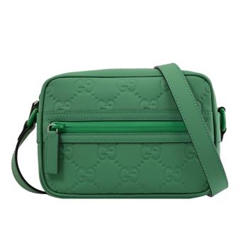GUCCI 771321 GG Rubber 品牌壓花LOGO迷你斜背相機包.綠