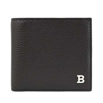 BALLY 6306303 BYIE 簡約金屬LOGO荔枝牛皮4卡零錢短夾.深咖