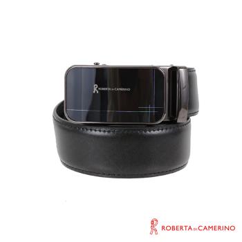 【Roberta di Camerino】幾何鋅扣 頭層牛皮 - 自動扣皮帶