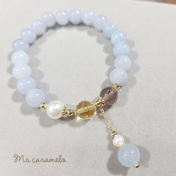 【焦糖小姐 Ms caramelo】海藍寶手鍊 水晶手鍊 