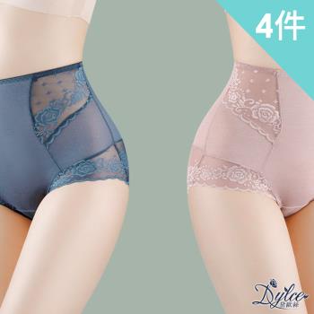 【Dylce 黛歐絲】4件組-★-法葉彗星蕾絲高腰透氣收腹內褲/女內褲/無痕內褲/高腰內褲/保暖內褲(隨機)