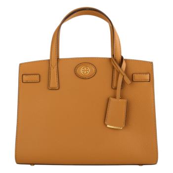 TORY BURCH-ROBINSON 荔枝紋手提/斜背兩用包(駝棕)小款