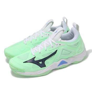 Mizuno 排球鞋 Wave Momentum 3 男鞋 綠 白 緩衝 抓地 室內運動 羽排鞋 美津濃 V1GA2312-87