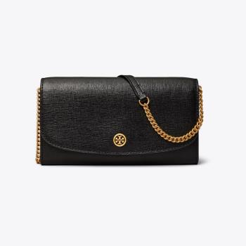 TORY BURCH 專櫃經典款 ROBINSON金字LOGO防刮牛皮側背/斜背兩用包 WOC