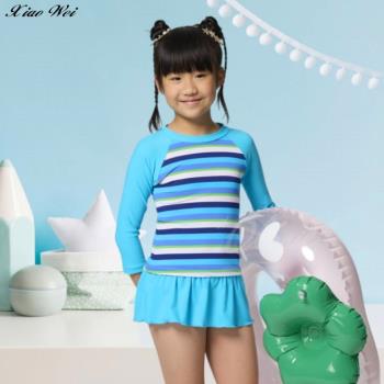 沙麗品牌 流行女童二件式長袖裙款泳裝 NO.237028 