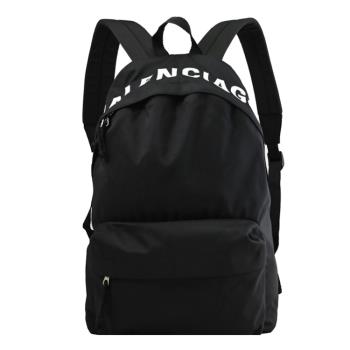 BALENCIAGA 巴黎世家 507460 品牌電繡LOGO帆布大款後背包.黑