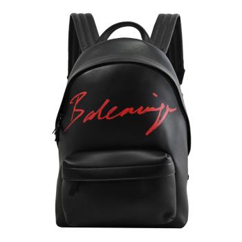 BALENCIAGA 巴黎世家 552379 品牌LOGO小牛皮後背包.黑