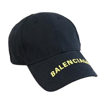 BALENCIAGA 巴黎世家 541400 帽沿電繡LOGO棉質棒球帽.藍黑